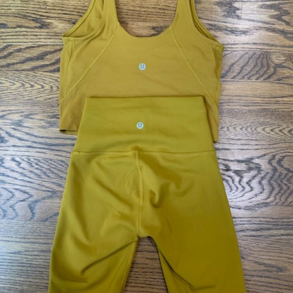 Lululemon Align Tank sz 2 & Wunder Train High Rise Short 8" sz 0 Gold Spice Set